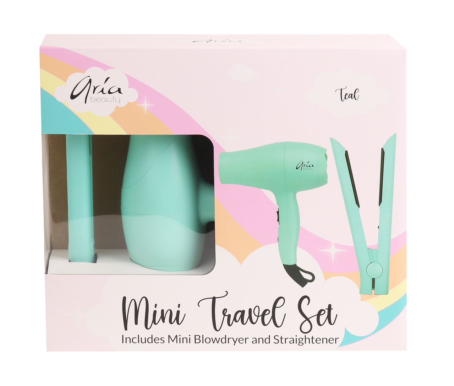 Aria - Mini Blowdryer & Straightener Travel Set - Teal