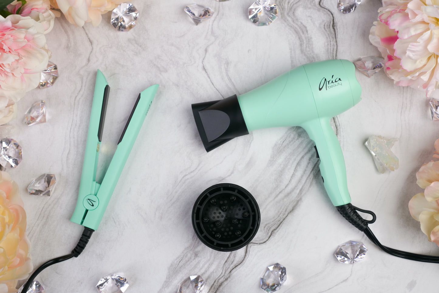 Aria - Mini Blowdryer & Straightener Travel Set - Teal